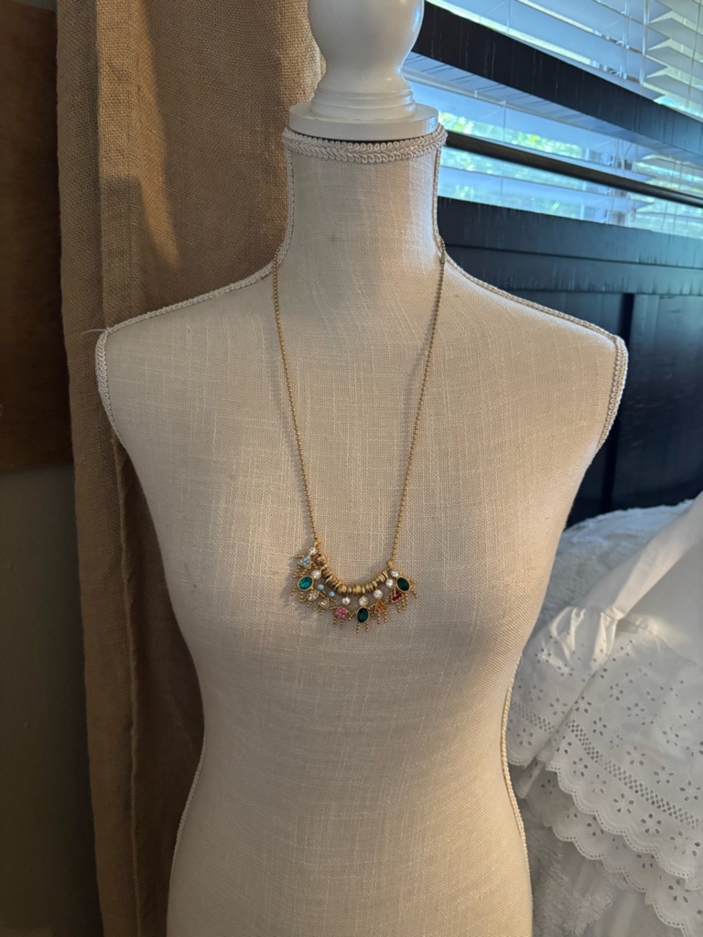 Gold Tone Kids Birthstone Necklace with 9 Pendants